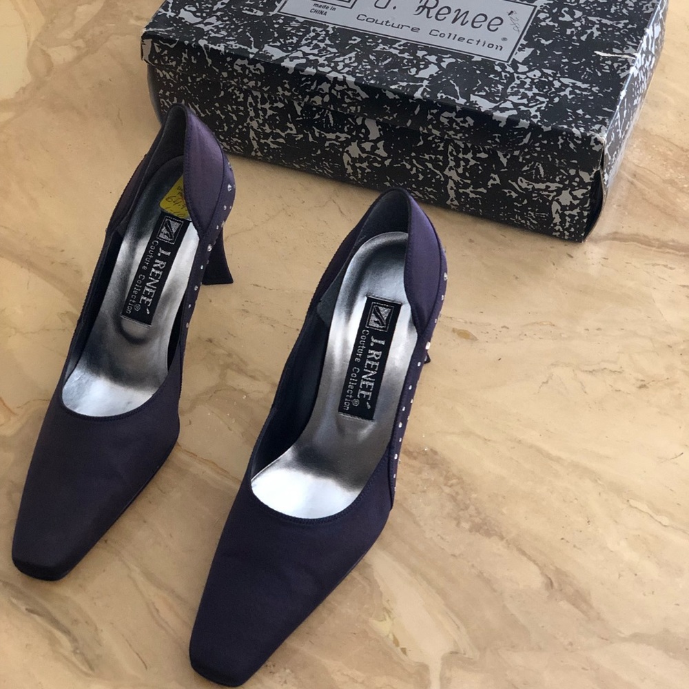 J.Renee Dark Purple Sparkled Suede Heels - Sz 6.5